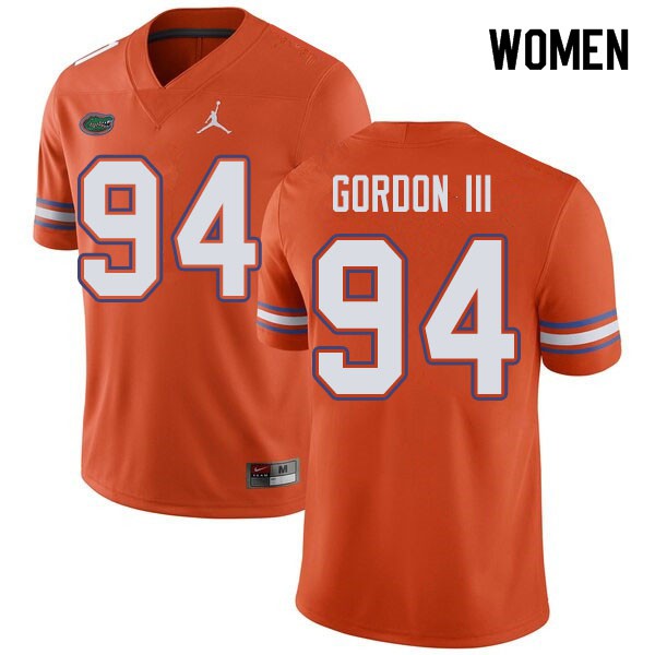 Jordan Brand Women #94 Moses Gordon III Florida Gators College Football Jerseys Orange